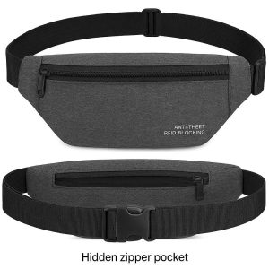 Anti-Theft RFID Blocking Waist Pack with Hidden Zipper Pocket